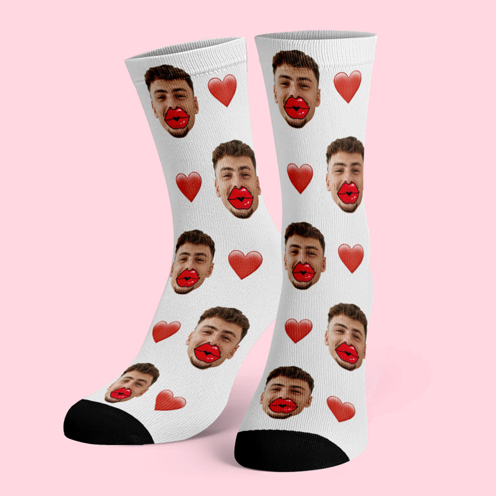 custom face socks personalized unisex socks heart red lips