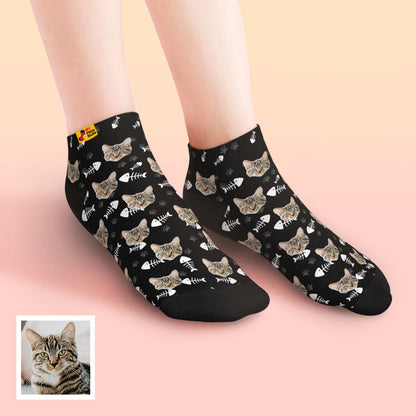 custom face low cut ankle socks cat gift for pet lover