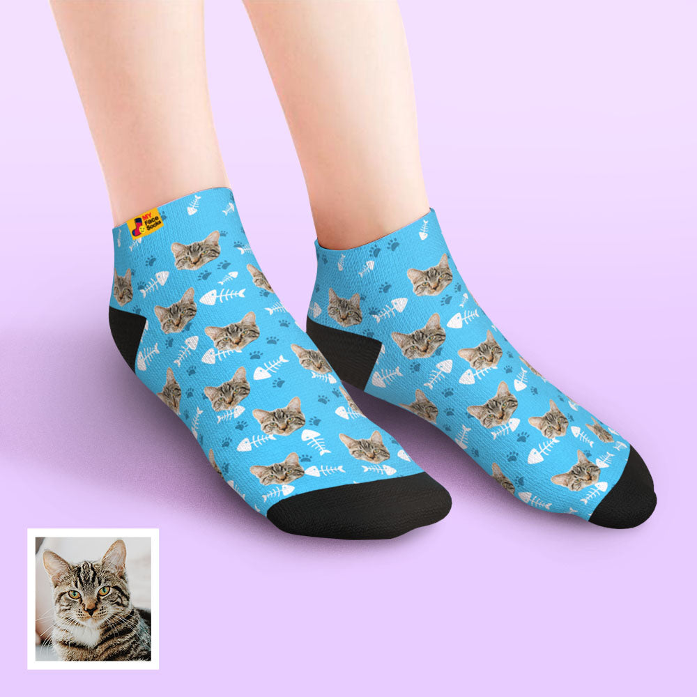 custom face low cut ankle socks cat gift for pet lover