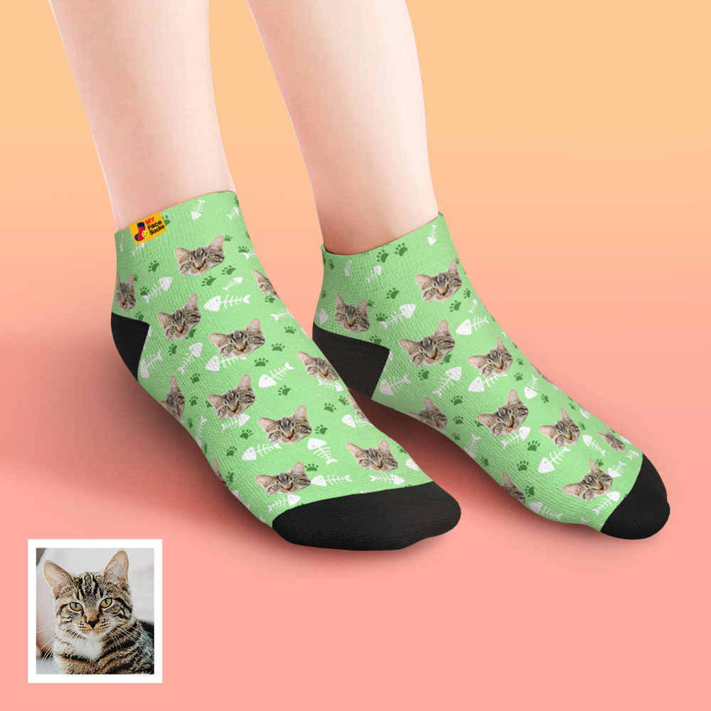 custom face low cut ankle socks cat gift for pet lover