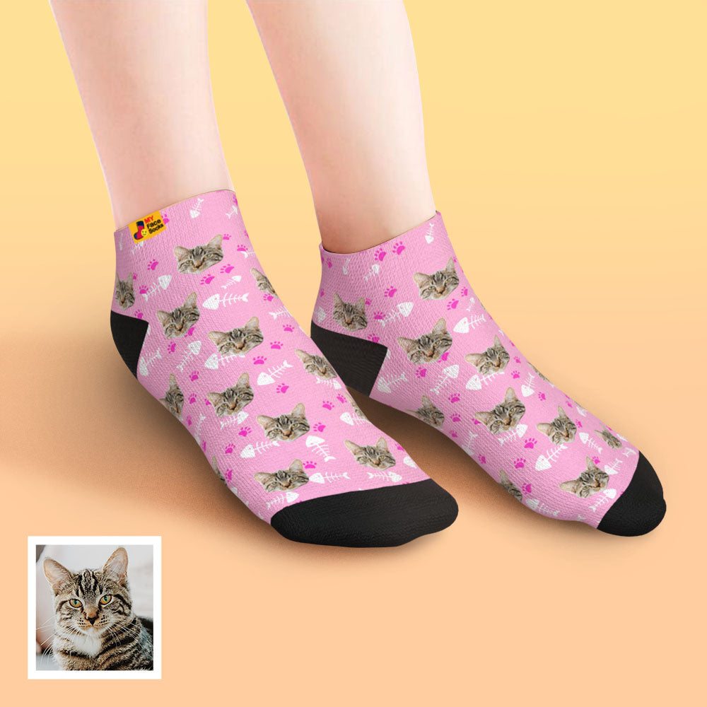 custom face low cut ankle socks cat gift for pet lover