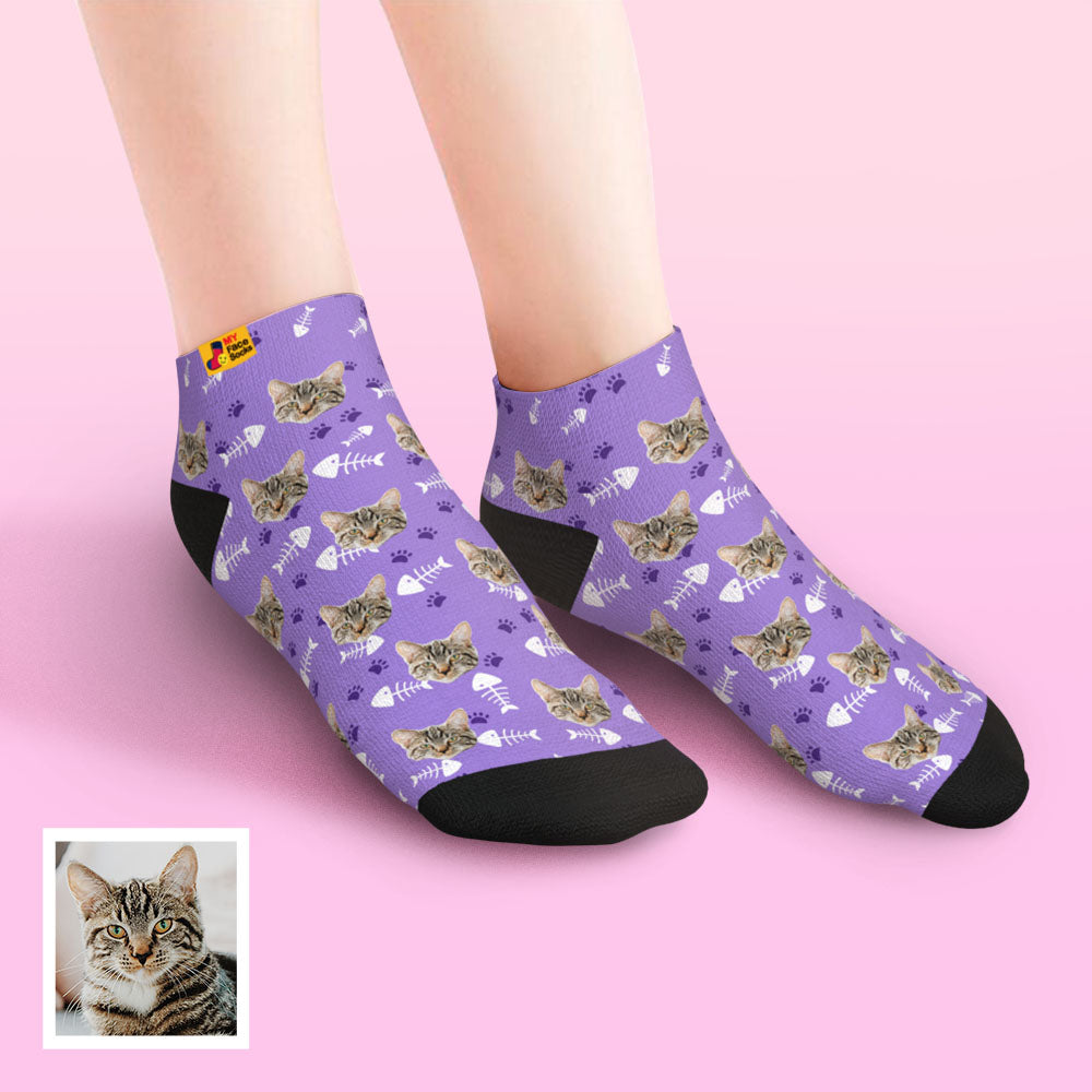 custom face low cut ankle socks cat gift for pet lover