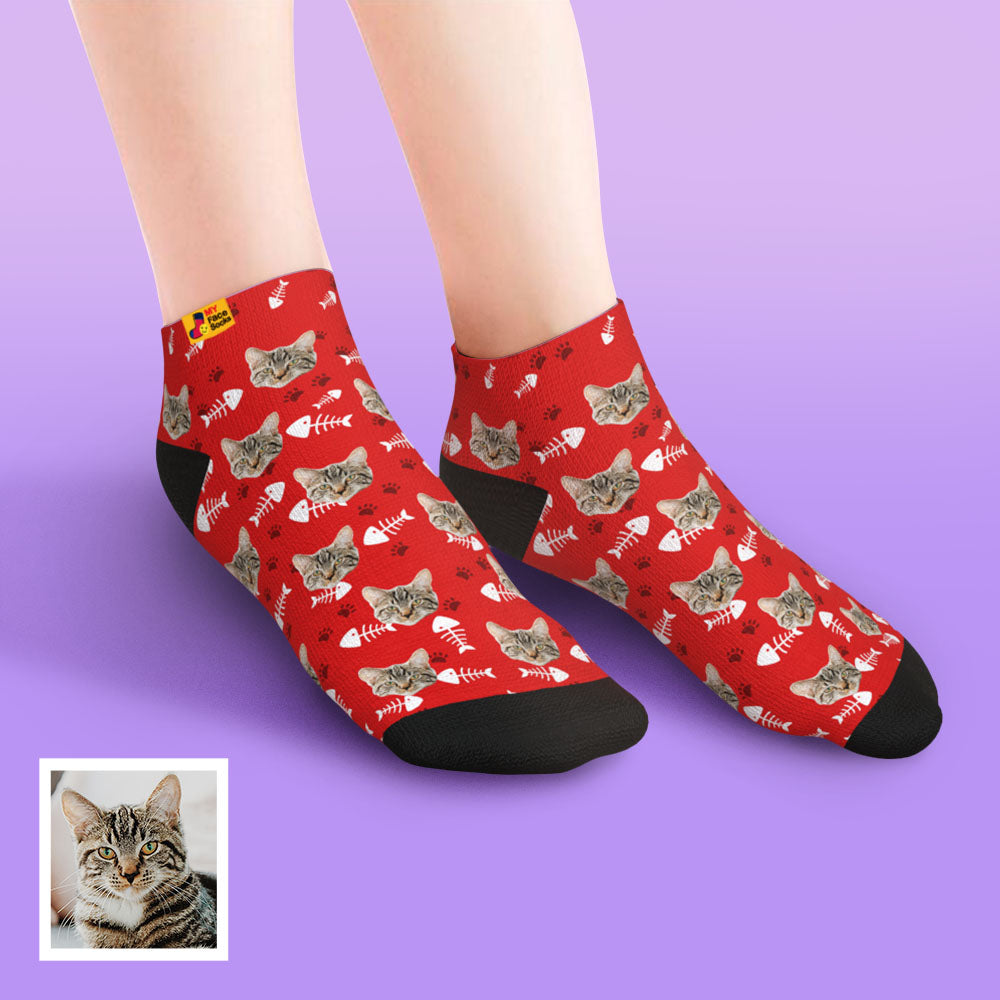 custom face low cut ankle socks cat gift for pet lover