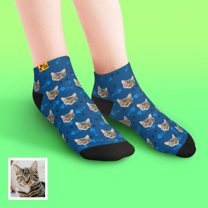 custom face low cut ankle socks cat gift for pet lover