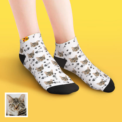 custom face low cut ankle socks cat gift for pet lover