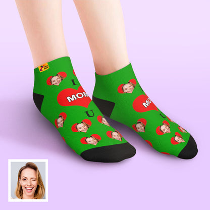 custom face low cut ankle socks I Love U Mom gift