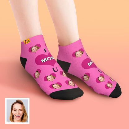 custom face low cut ankle socks I Love U Mom gift