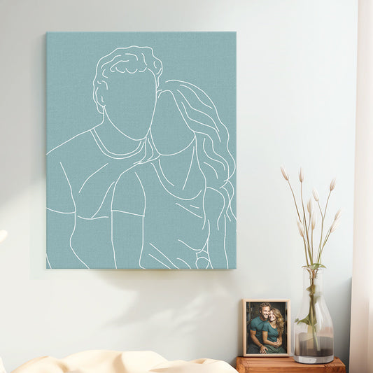 custom line art photo portrait canvas gift