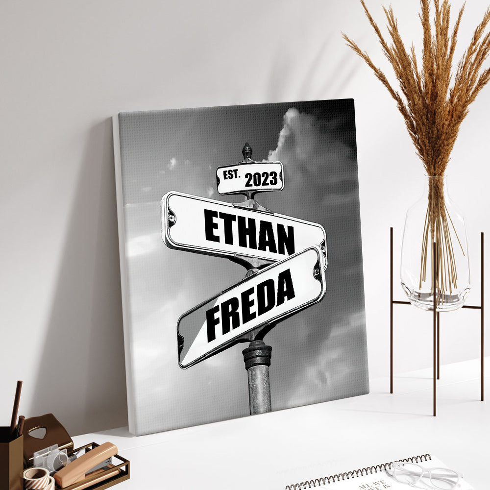 personalized name canvas vintage street sign anniversary gift