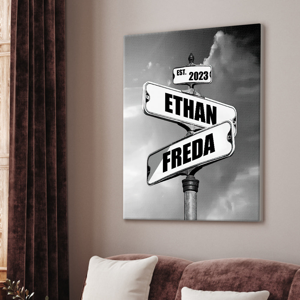 personalized name canvas vintage street sign anniversary gift