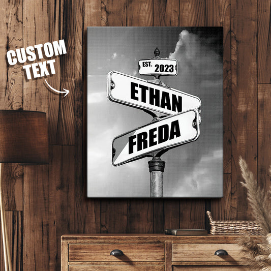 personalized name canvas vintage street sign anniversary gift