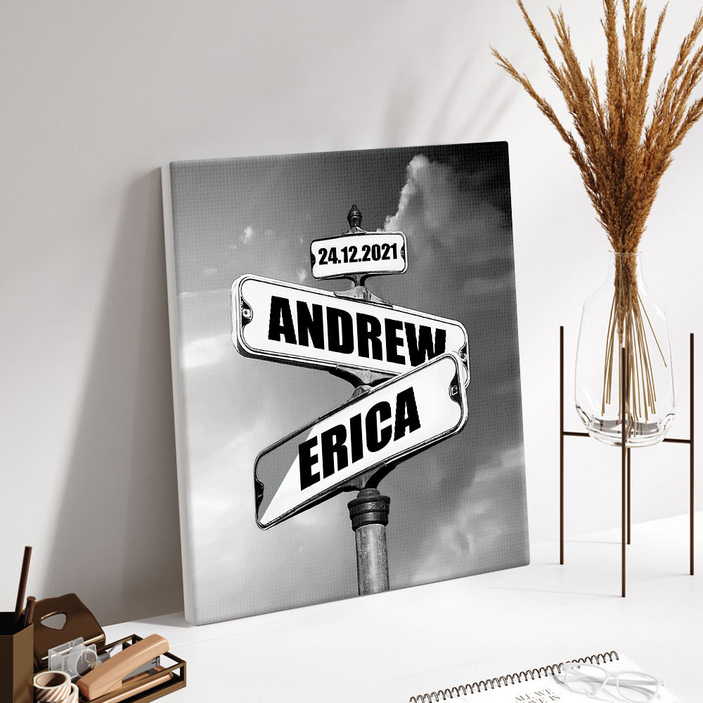 personalized name canvas vintage street sign anniversary gift