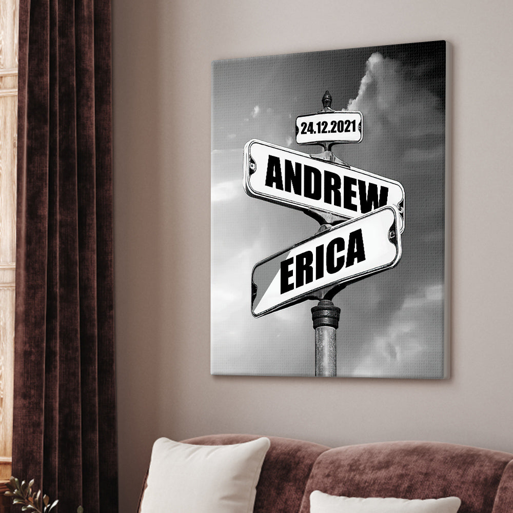 personalized name canvas vintage street sign anniversary gift