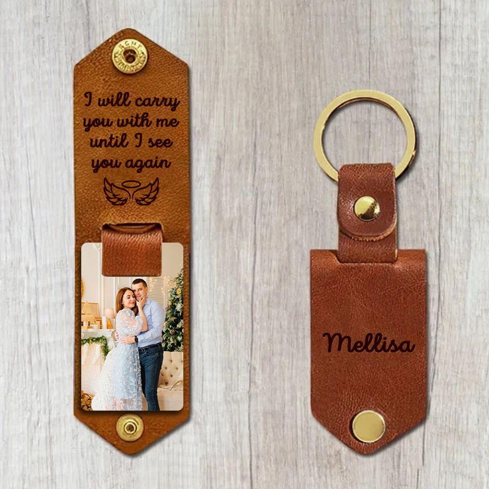 personalized engraved PU leather keychain custom photo