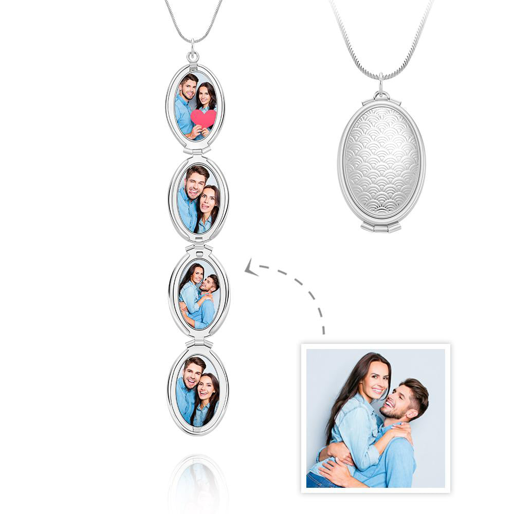 Custom photo oval locket pendant necklace for women.