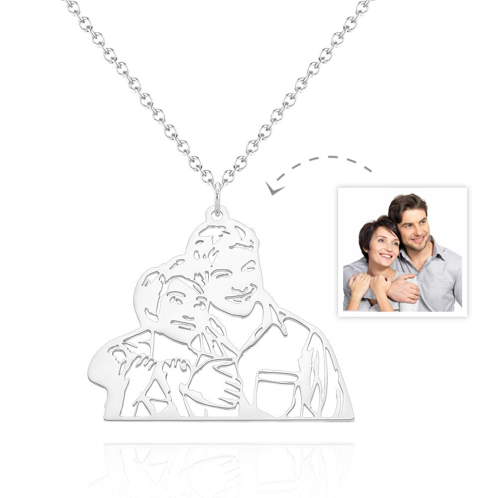 Custom photo necklace 3D hollow-out unique gift.