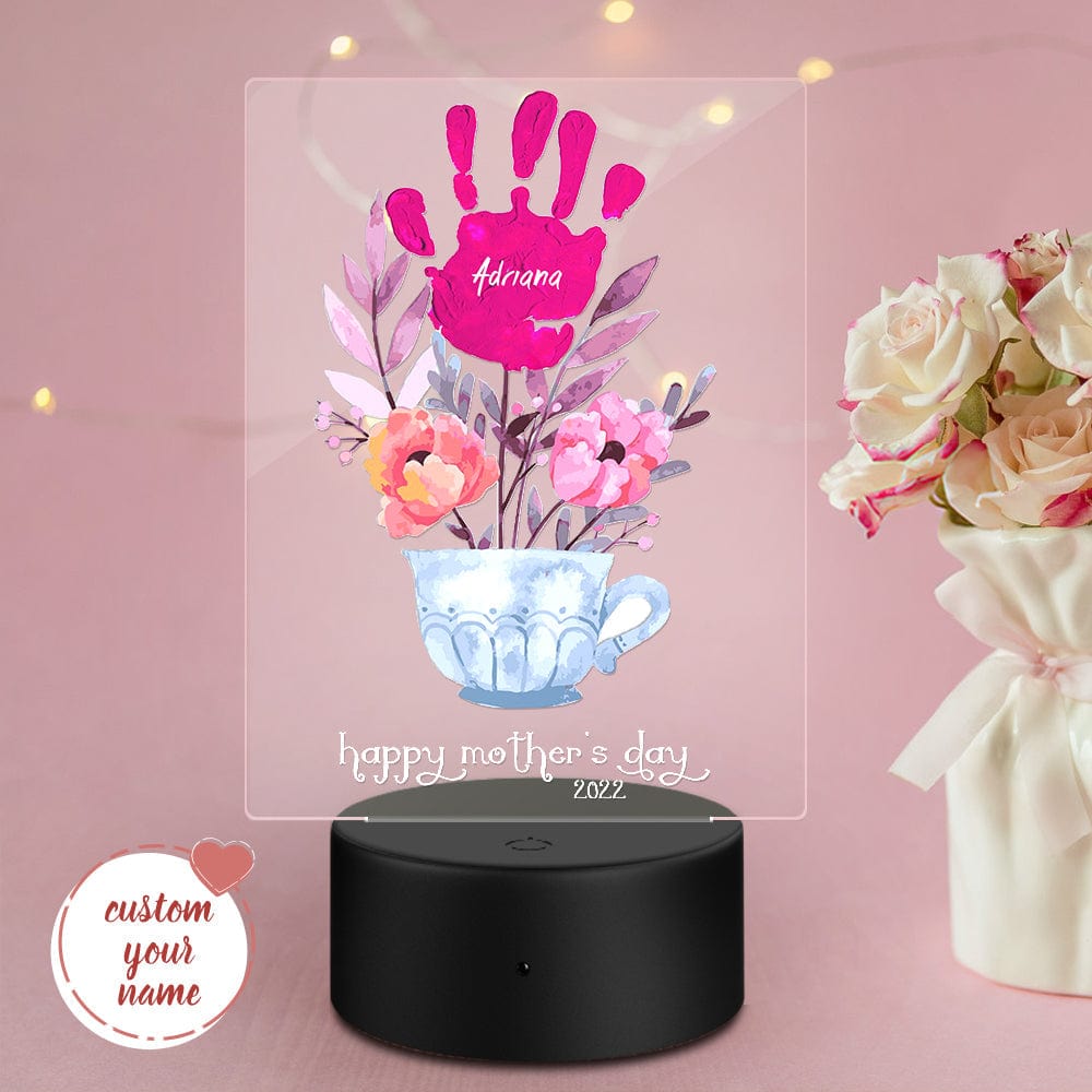 custom name date night light handprint lamp mother's day gift