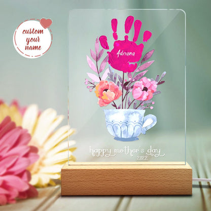 custom name date night light handprint lamp mother's day gift