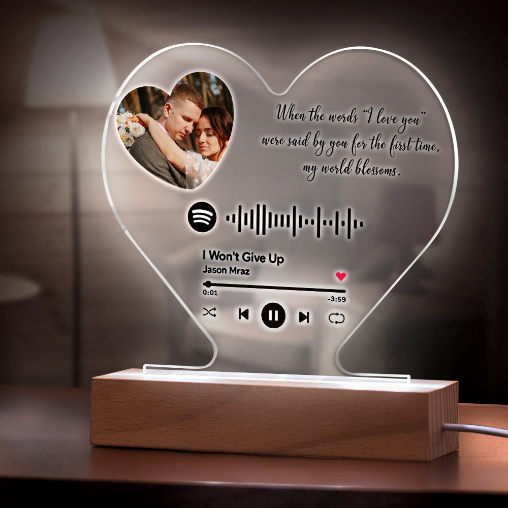 custom heart-shaped spotify code music plaque night light