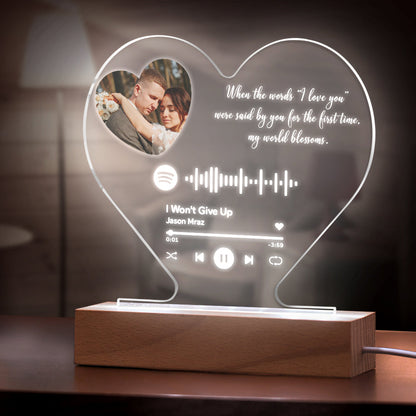 custom heart-shaped spotify code music plaque night light