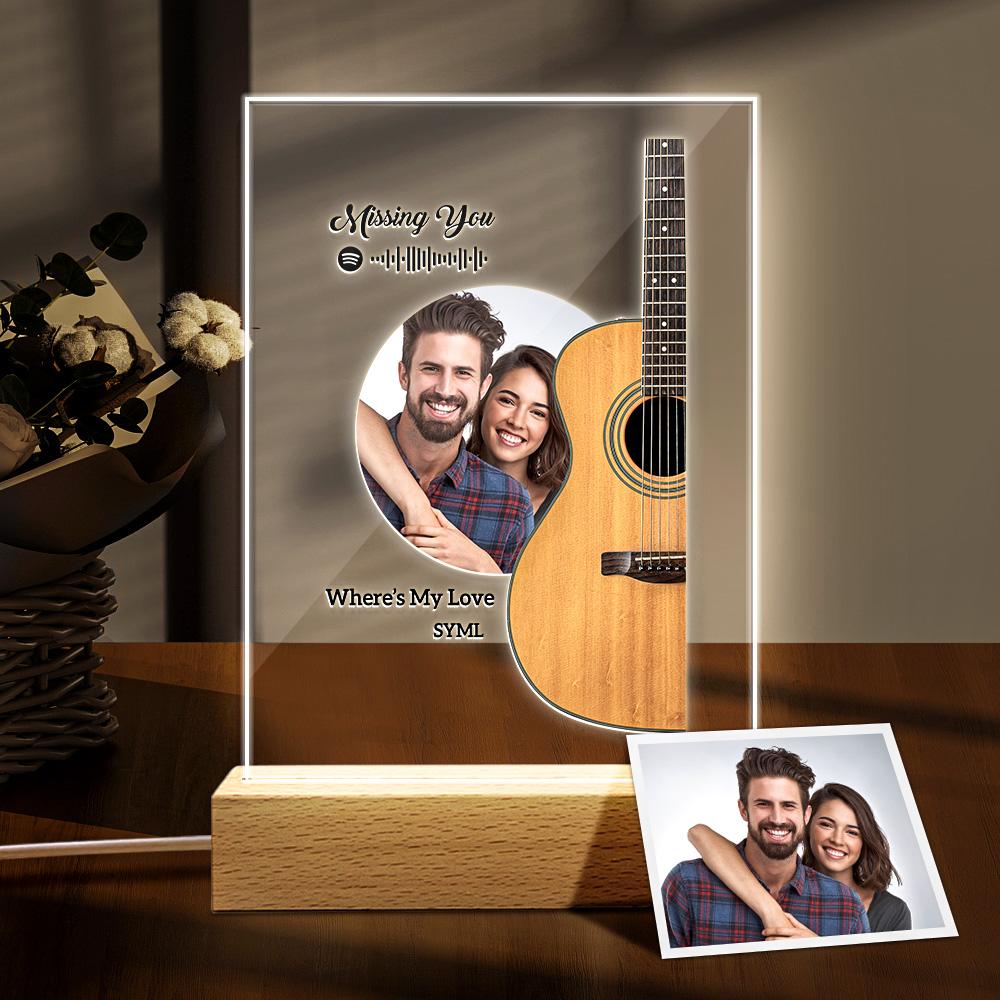 personalized photo night light for couple with engraving