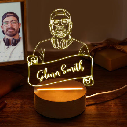 custom 3D portrait night light LED bedroom gift for him