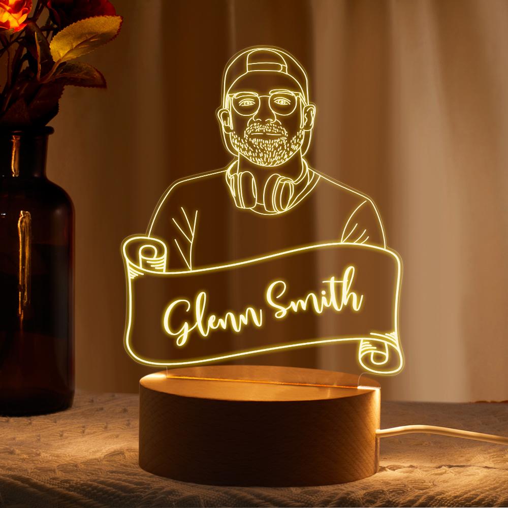 custom 3D portrait night light LED bedroom gift for him