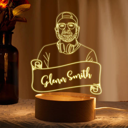 custom 3D portrait night light LED bedroom gift for him