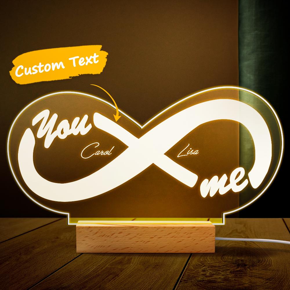 personalized infinity led night light for couple