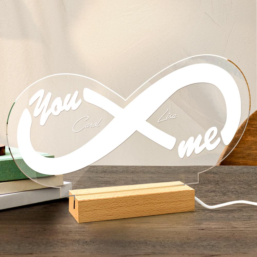 personalized infinity led night light for couple