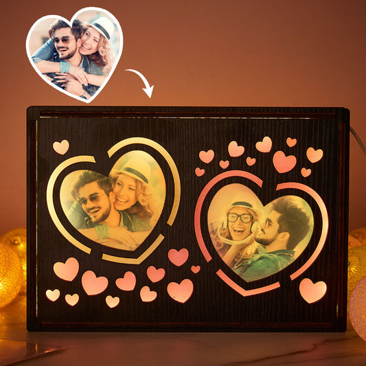 custom heart photo lamp personalized wooden night light