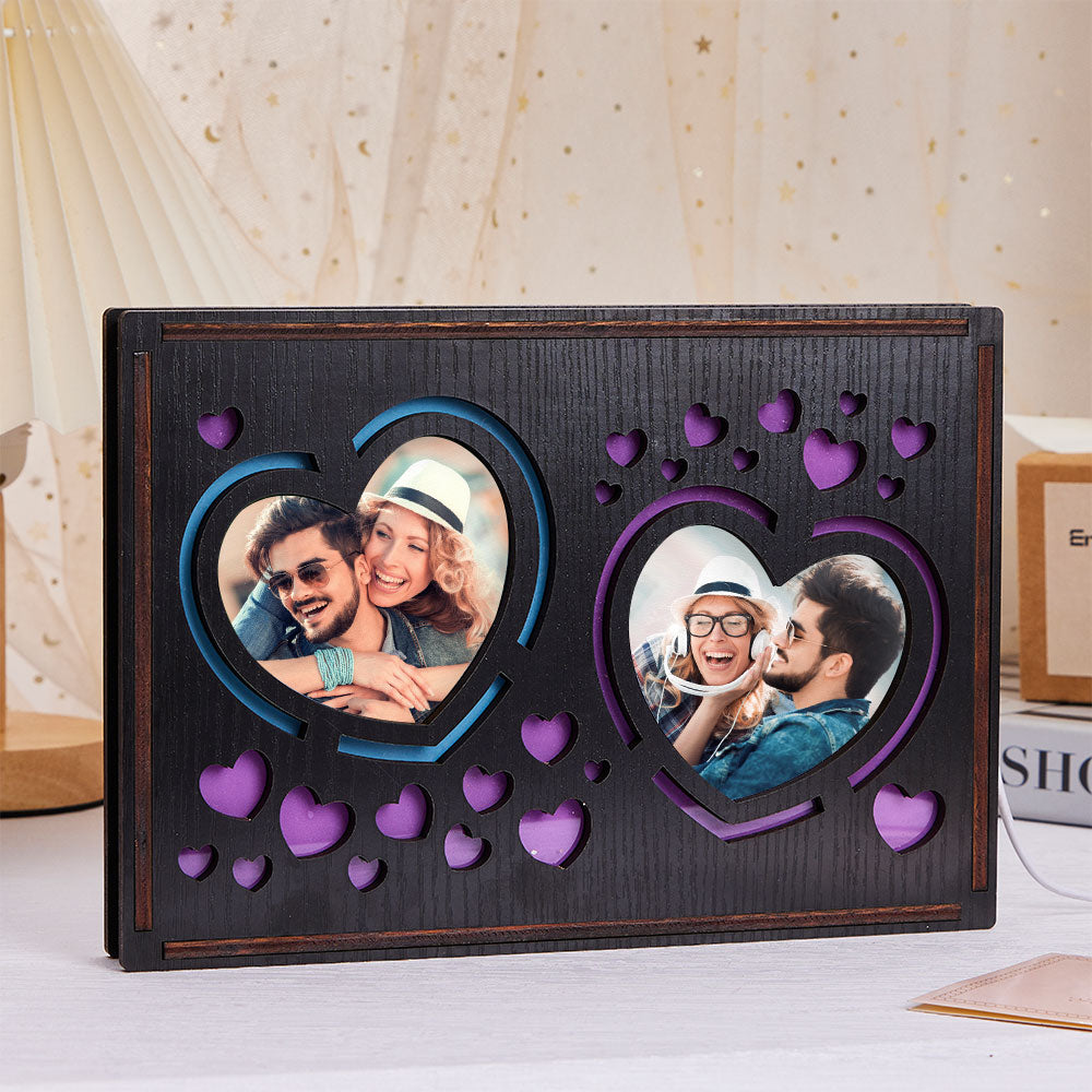 custom heart photo lamp personalized wooden night light