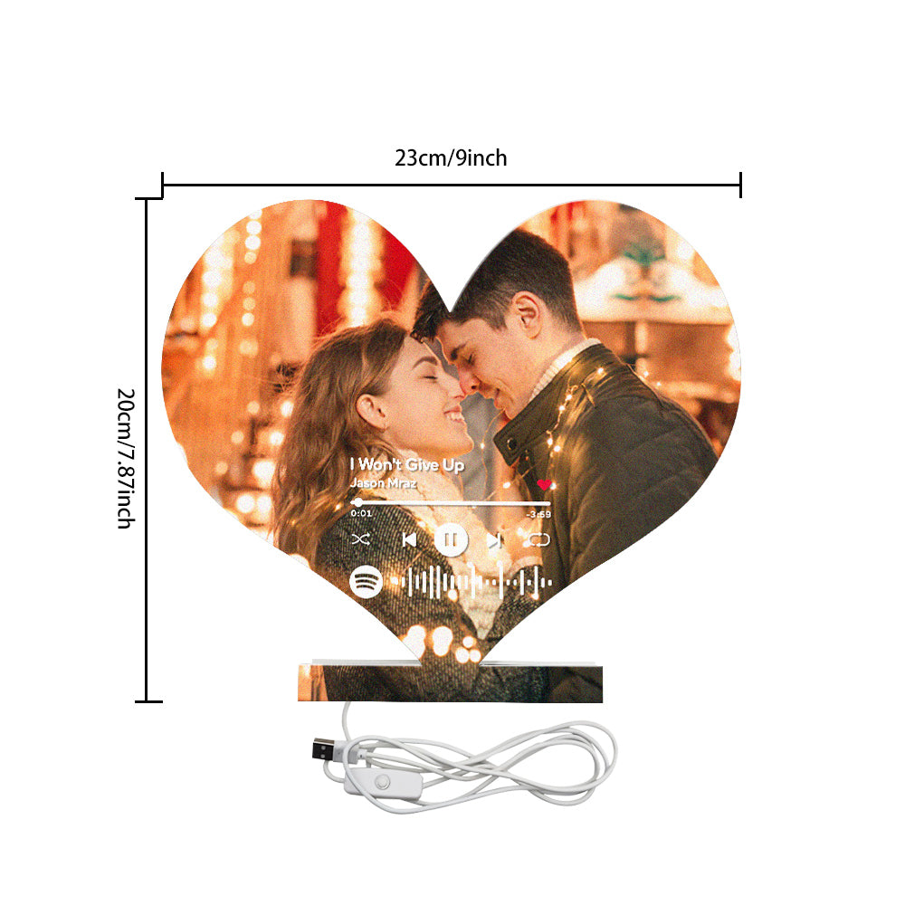 personalized spotify code heart shaped light gift for lover