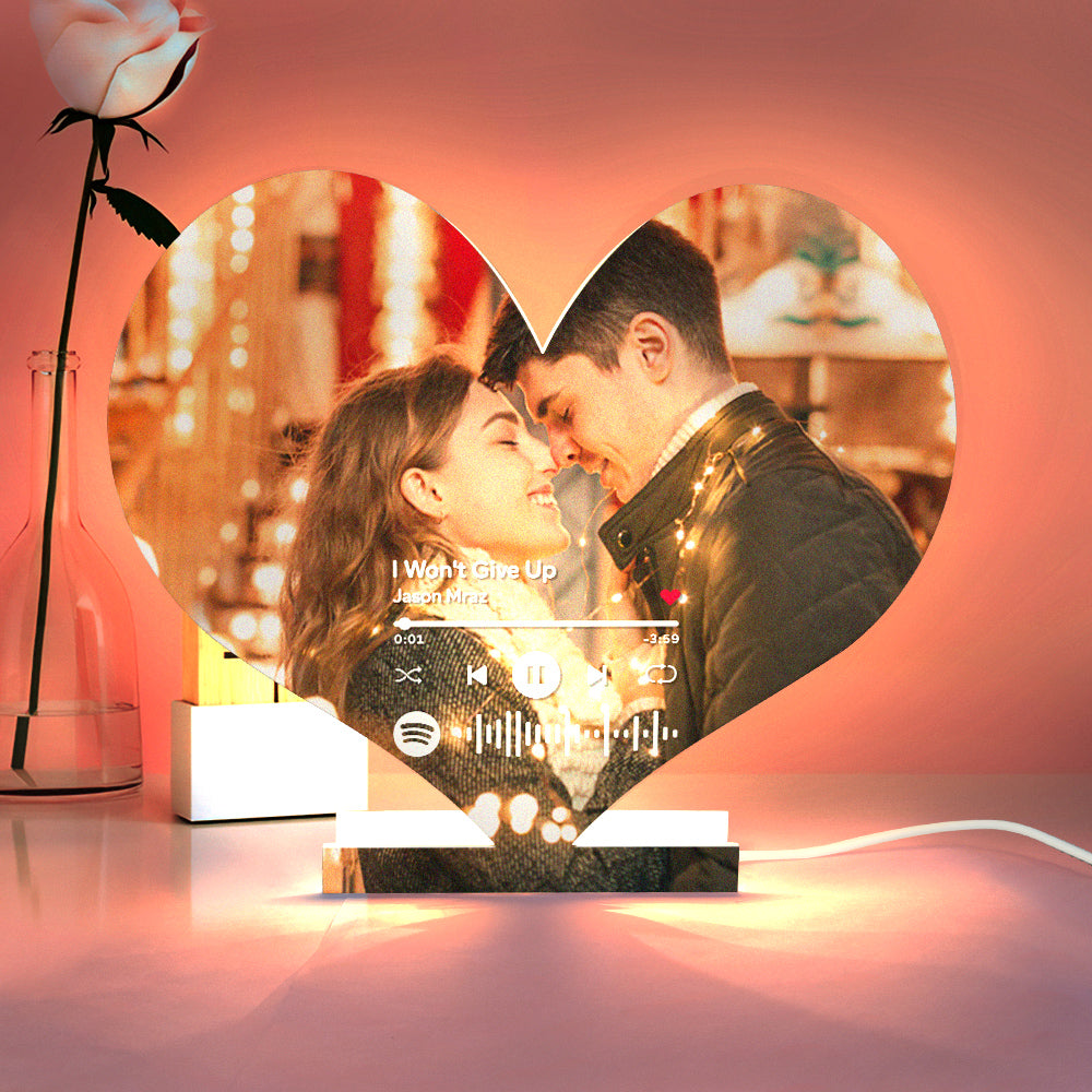 personalized spotify code heart shaped light gift for lover