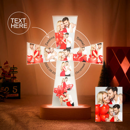 custom engraved cross night light personalized acrylic lamp