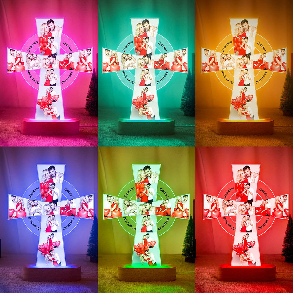 custom engraved cross night light personalized acrylic lamp