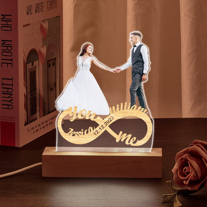 Personalized photo night light infinity couple lamp Valentine's gift