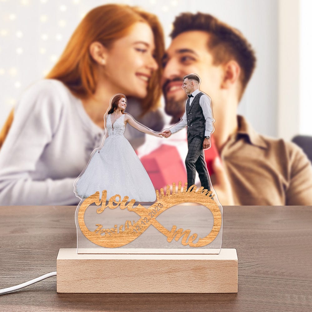 Personalized photo night light infinity couple lamp Valentine's gift