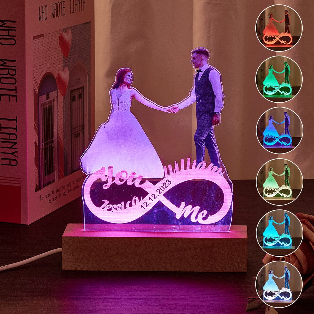 Personalized photo night light infinity couple lamp Valentine's gift