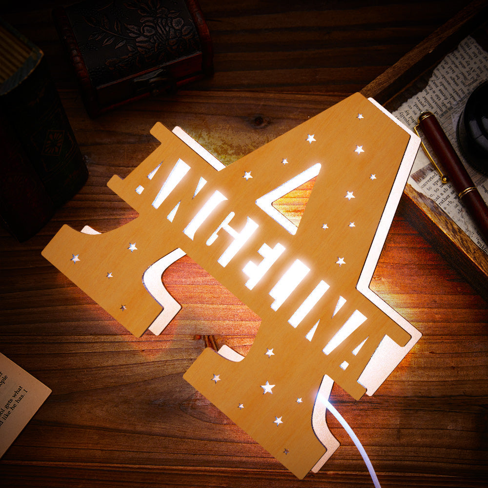 personalized initial name wooden night light