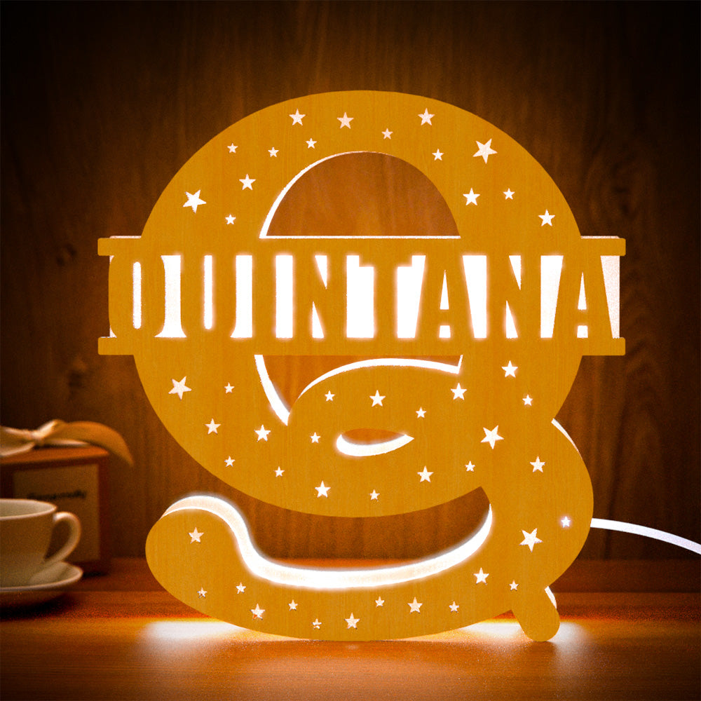 personalized initial name wooden night light