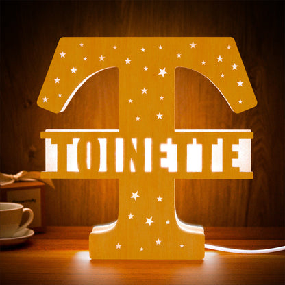 personalized initial name wooden night light