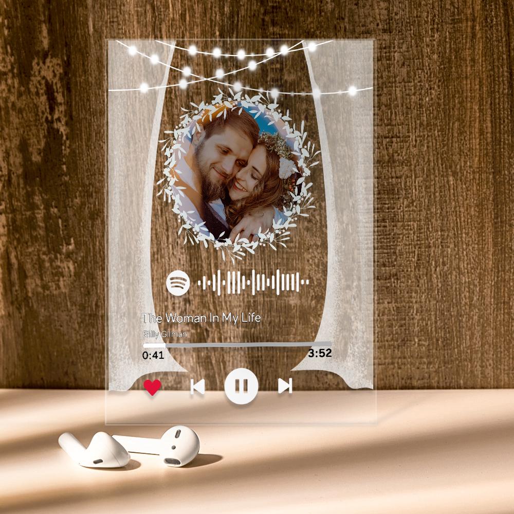 Custom marry me Spotify code night light personalized acrylic photo frame