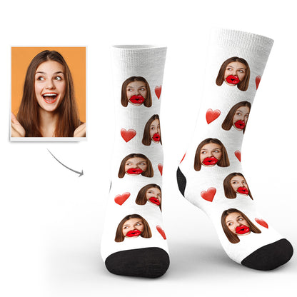 custom face socks personalized unisex socks heart red lips