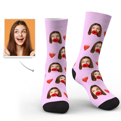 custom face socks personalized unisex socks heart red lips