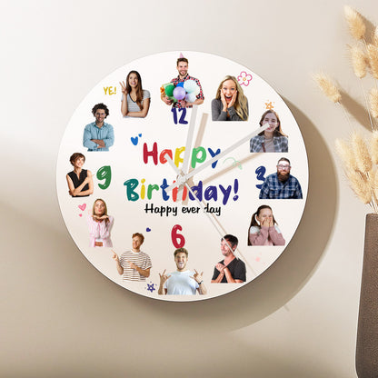 personalized happy birthday pvc wall clock custom photo engraving