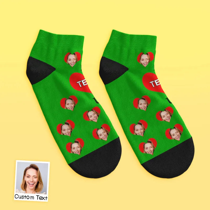 custom face low cut ankle socks I Love U Mom gift