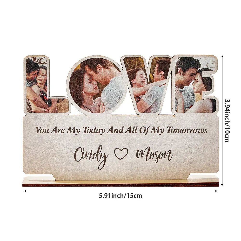 custom love wooden plaque photo sign