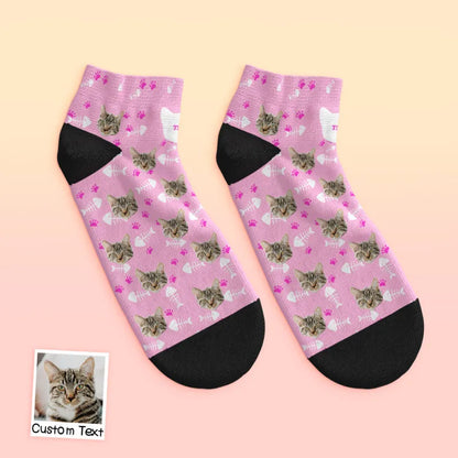 custom face low cut ankle socks cat gift for pet lover