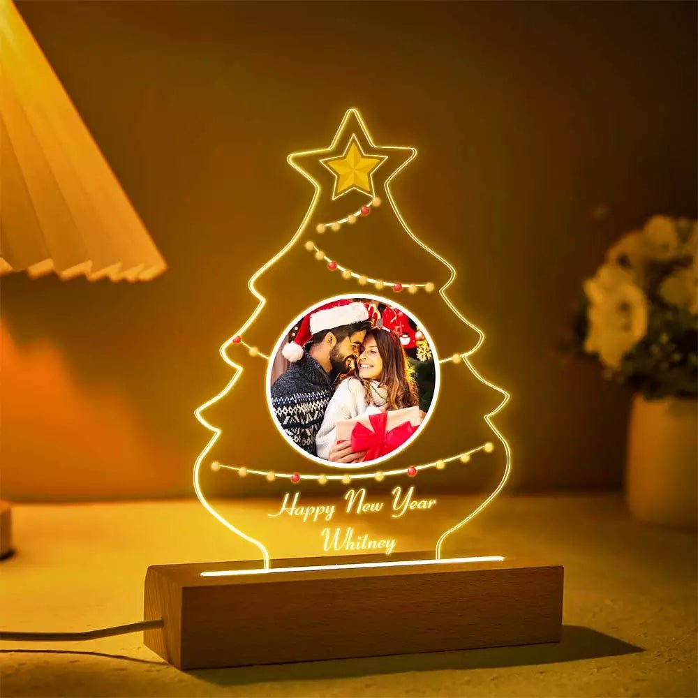 christmas family tree photo night light 3d custom lamp